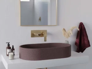 CUBA DE APOIO OVAL DARK RED TERRAZZO