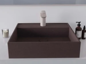 CUBA DE APOIO QUADRADA COM MESA DARK RED TERRAZZO