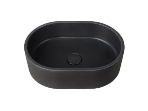CUBA DE APOIO OVAL PEQUENA BLACK TERRAZZO