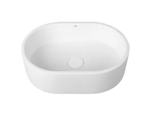 CUBA DE APOIO OVAL PEQUENA WHITE TERRAZZO
