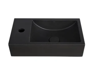 CUBA SUSPENSA/APOIO RETANGULAR COM MESA LATERAL ESQUERDA BLACK TERRAZZO