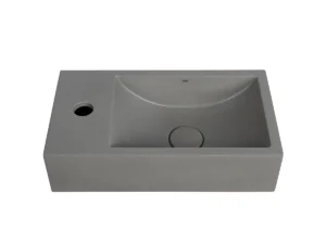 CUBA SUSPENSA/APOIO RETANGULAR COM MESA LATERAL ESQUERDA MOSS GREY TERRAZZO