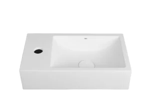 CUBA SUSPENSA/APOIO RETANGULAR COM MESA LATERAL ESQUERDA WHITE TERRAZZO