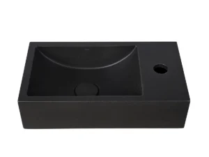 CUBA SUSPENSA/APOIO RETANGULAR COM MESA LATERAL DIREITA BLACK TERRAZZO
