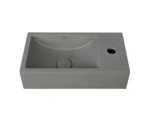 CUBA SUSPENSA/APOIO RETANGULAR COM MESA LATERAL DIREITA MOSS GREY TERRAZZO