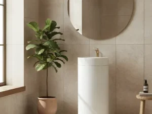 CUBA DE PISO REDONDA COM MESA WHITE TERRAZZO - NEW